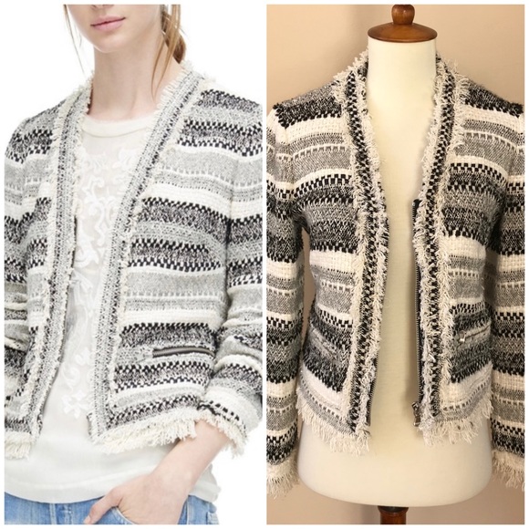 Rebecca Taylor Jackets & Blazers - REBECCA TAYLOR ARTISAN TWEED CROP FRAY JACKET SZ 2